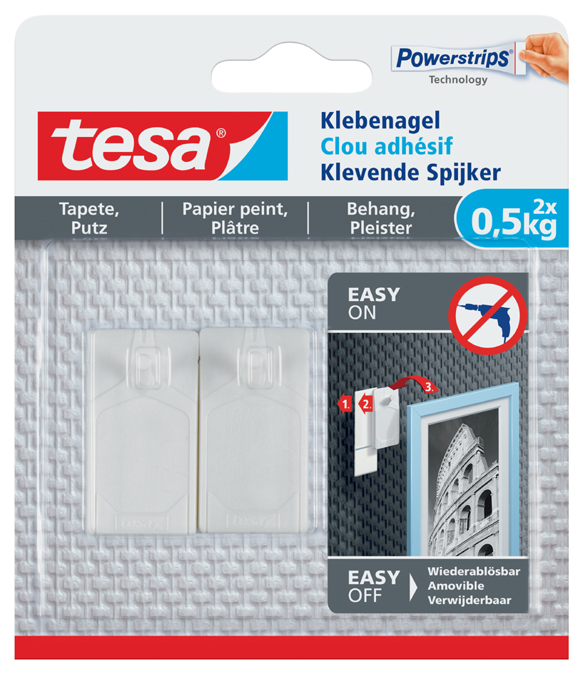 tesa Powerstrips Clou adhésif pour papier peint et plâtre