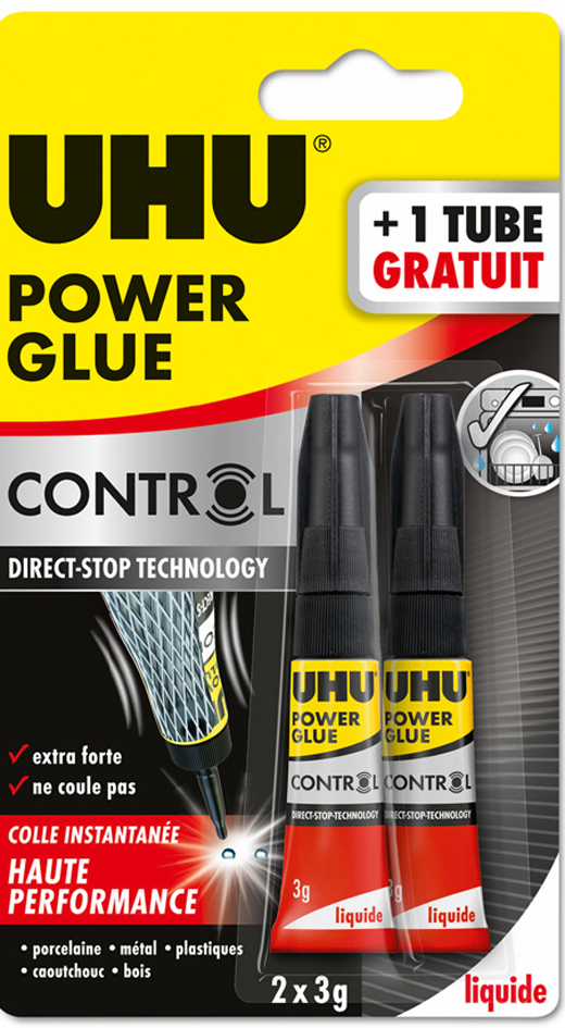 UHU Colle instantanée POWER GLUE liquide Control, 3 g