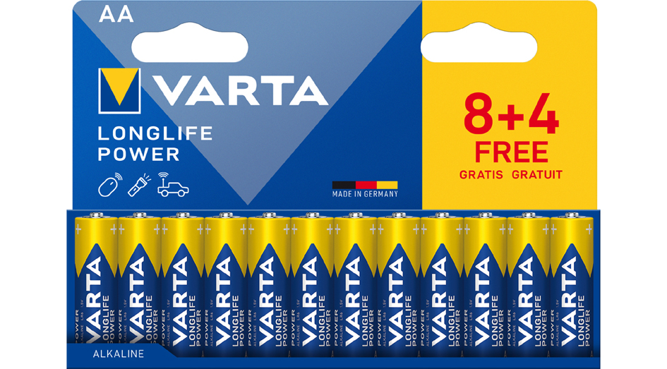 VARTA Pile alcaline 'LONGLIFE POWER', Mignon AA, 8+4