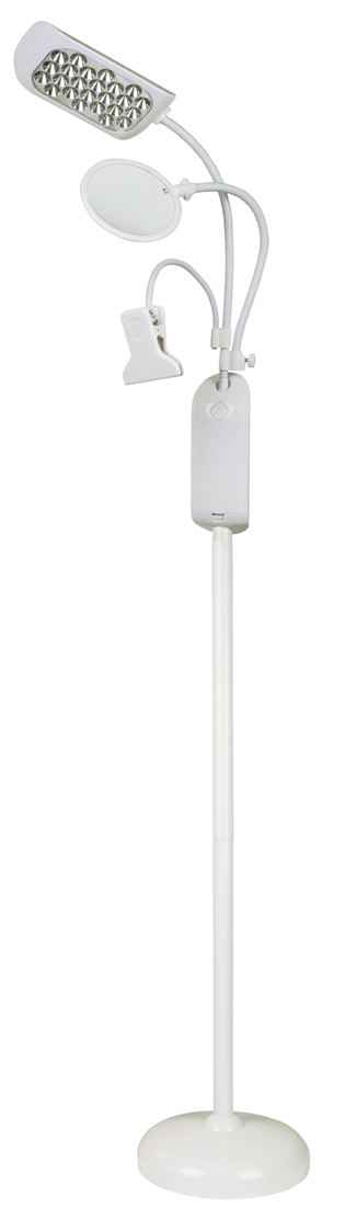 KLEIBER Lampe LED sur pied avec pince & loupe, blanc