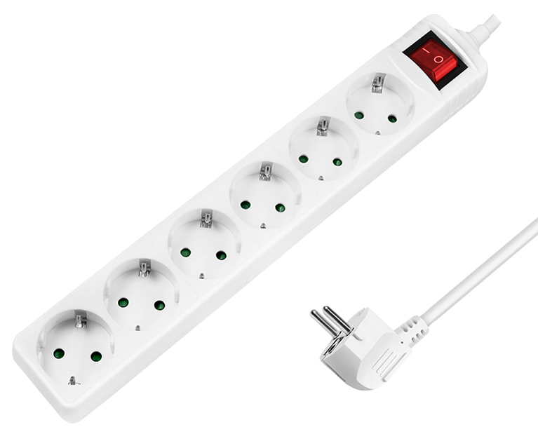 LogiLink Multiprise, 6 prises, avec interrupteur, blanc