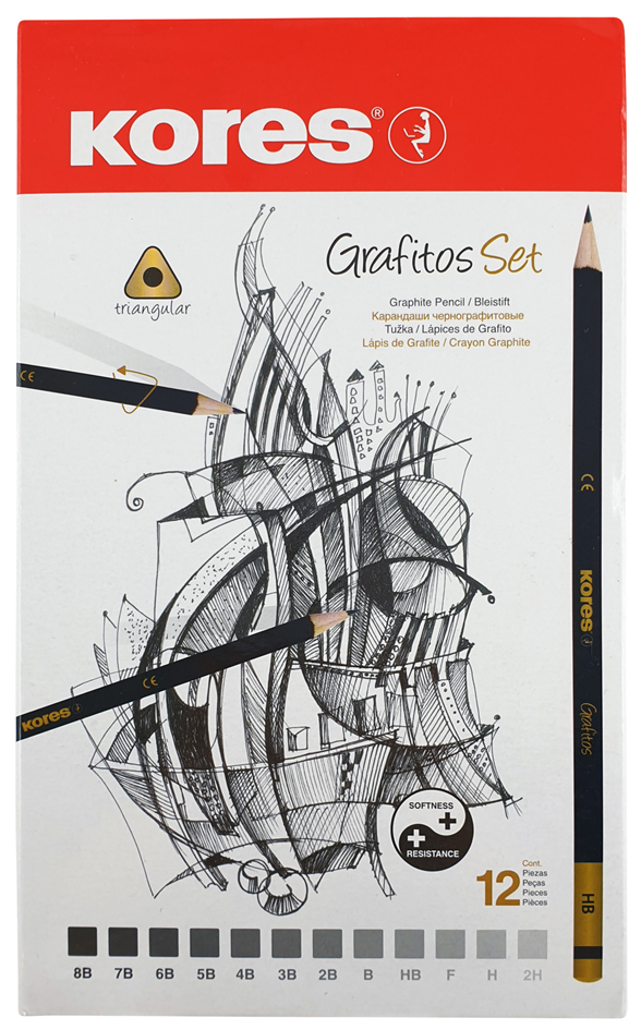 Kores Crayon à papier 'Grafitos Art', étui métallique de 12