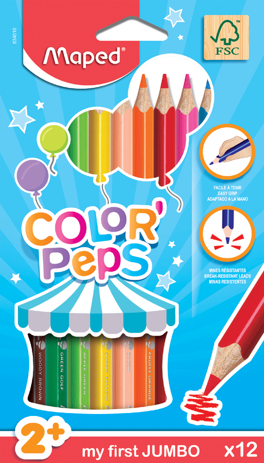 Maped my first Crayons de couleur COLOR'PEPS JUMBO, étui 12