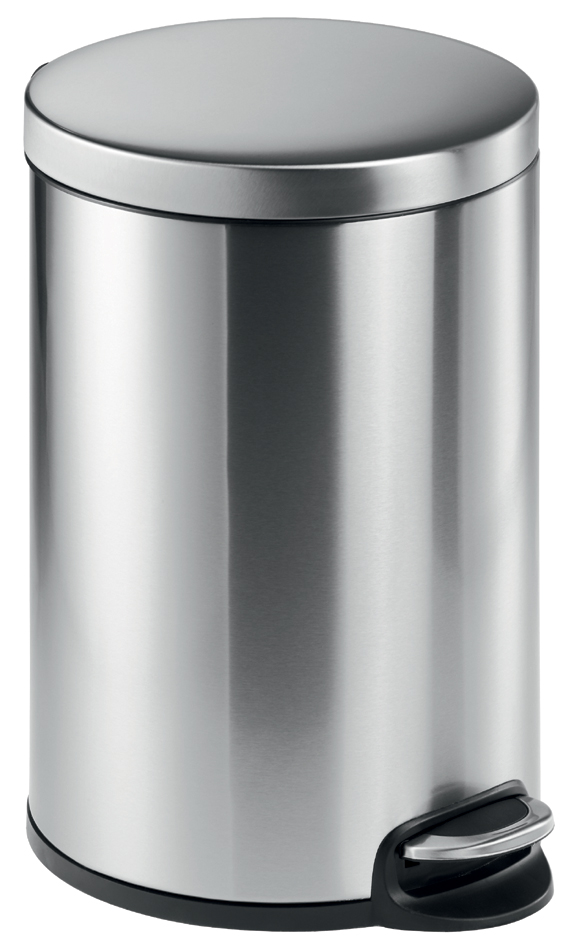 DURABLE Poubelle à pédale en acier inox., rond, 20 l, argent