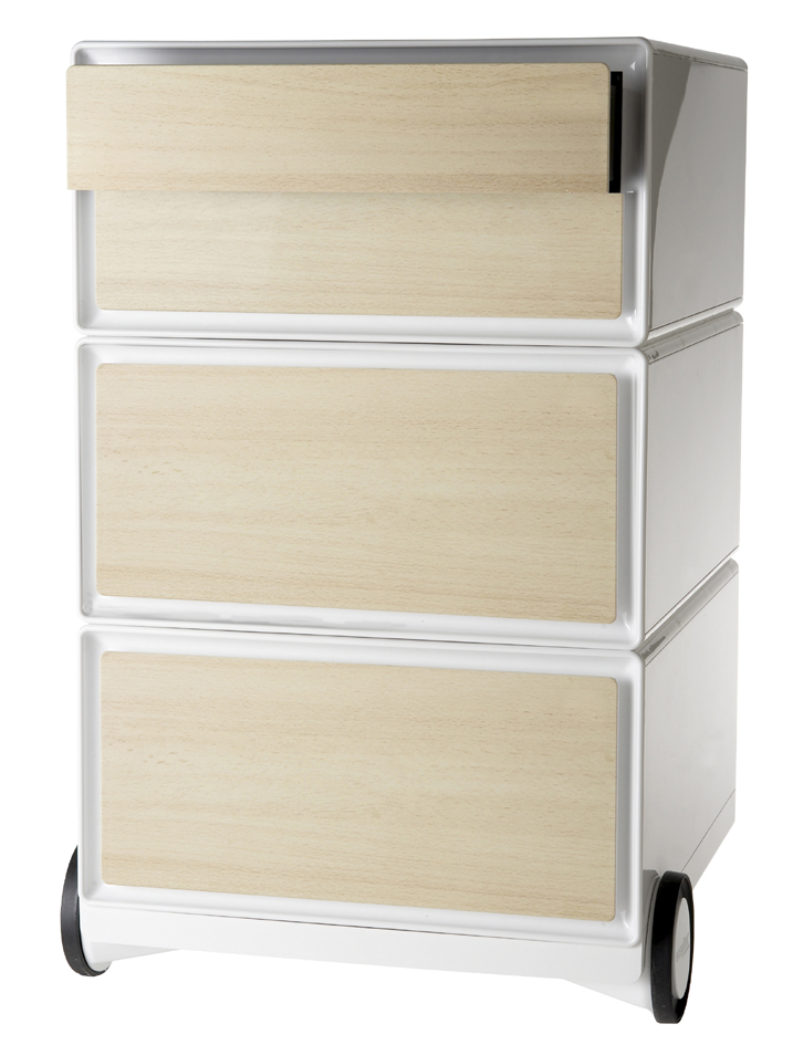 PAPERFLOW Caisson mobile 'easyBox', 4 tiroirs, blanc/hêtre