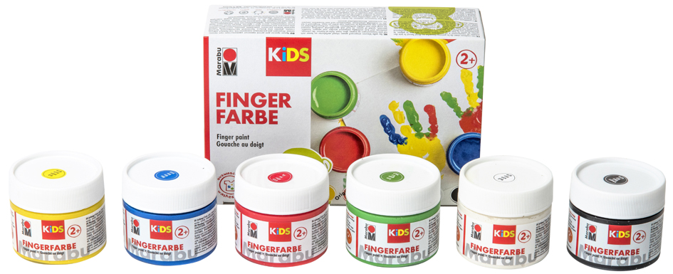 Marabu KiDS Kit de gouache au doigt, 100 ml, kit de 6