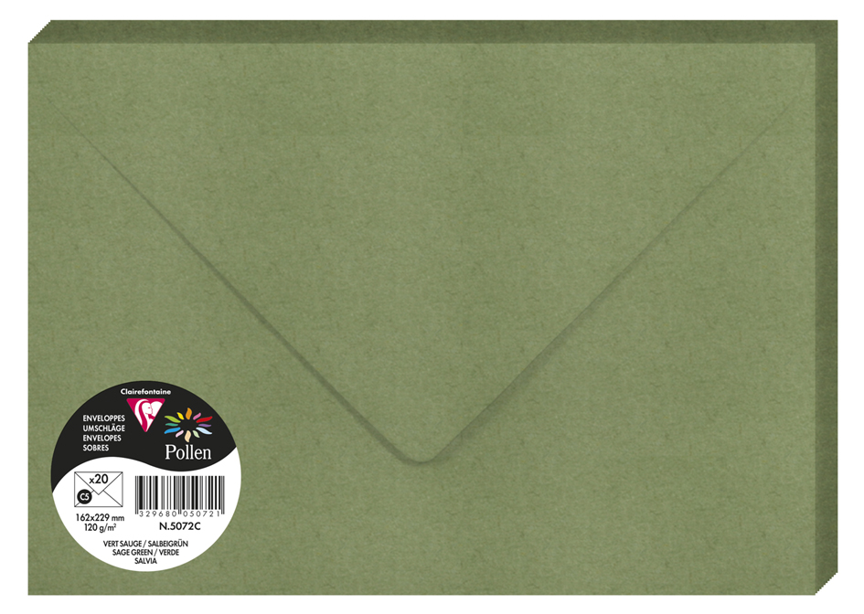 Pollen by Clairefontaine Enveloppes C5, vert sauge