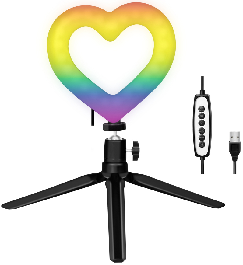 Trépied à LED avec coeur, avec contrôle de l'éclairage