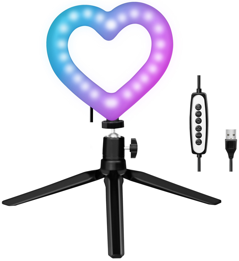 Trépied à LED avec coeur, avec contrôle de l'éclairage