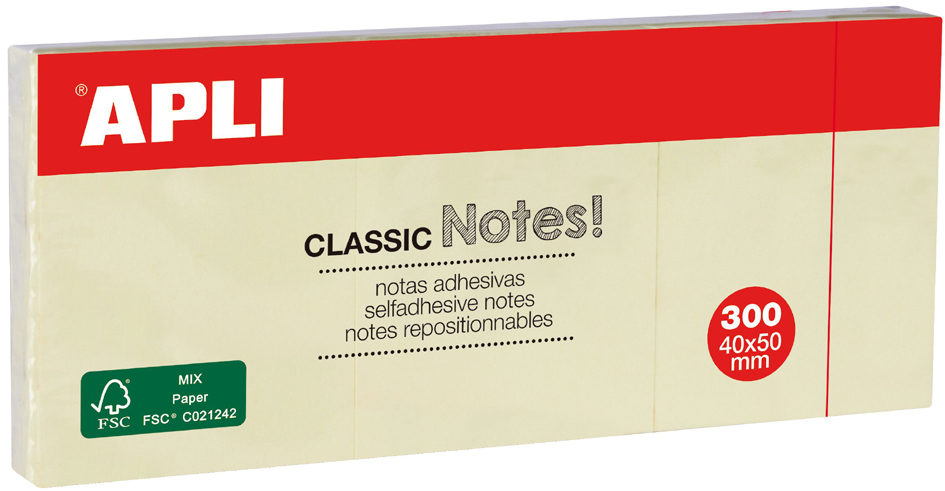 APLI Notes adhésives 'CLASSIC Notes!', 40 x 50 mm, jaune