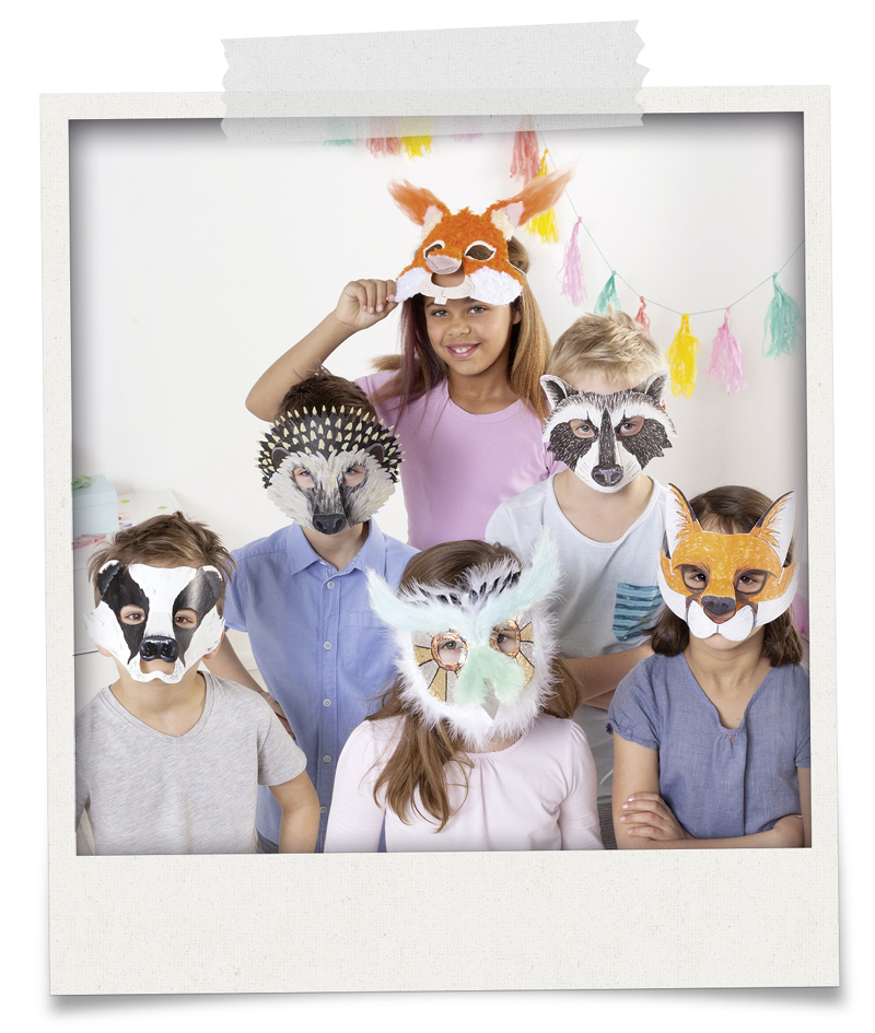 folia Masques pour enfants 'Animaux de la forêt', blanc