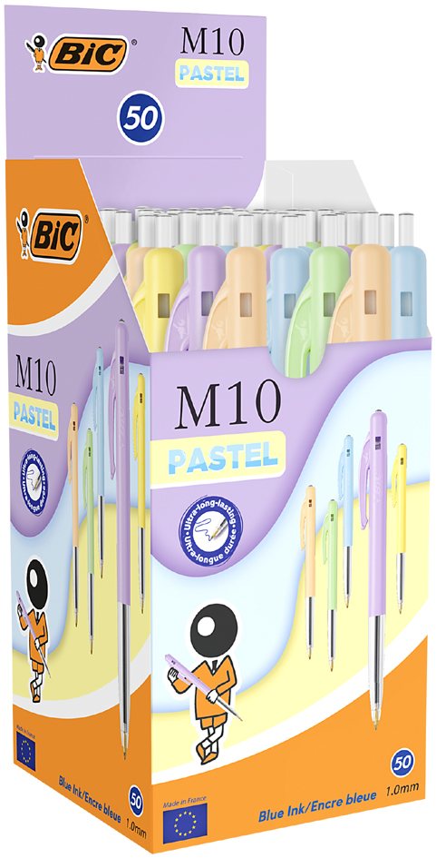 Stylo à bille rétractable M10 Pastel, boîte de 50