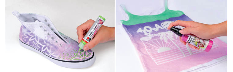 Peintures pour textiles en spray, kit
