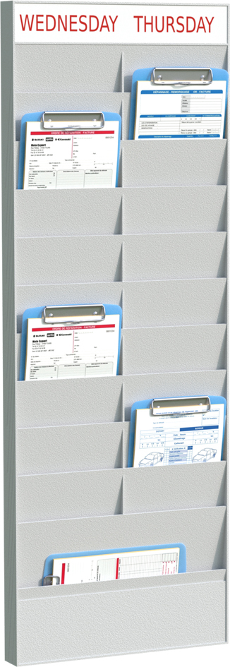 PAPERFLOW Planificateur de bureau mural, 20 casiers, gris
