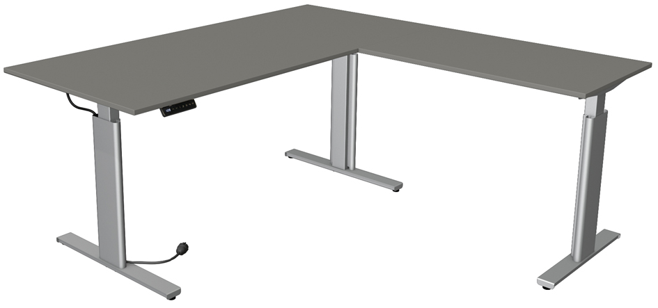 Visuel de référence : Table de bureau assis-debout "Move 3 tube" avec élément d'angle, graphite