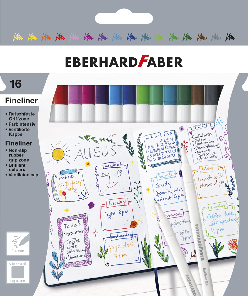EBERHARD FABER Feutre pointe fine, étui en carton de 16
