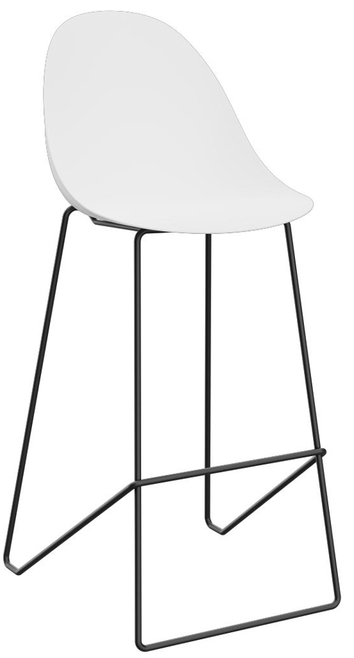 PAPERFLOW Chaise de bar 'VOID', set de 2, blanc/noir