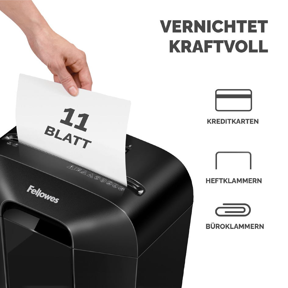 Visuel de référence : détruit efficacement (cartes de crédit, agrafes, trombones)