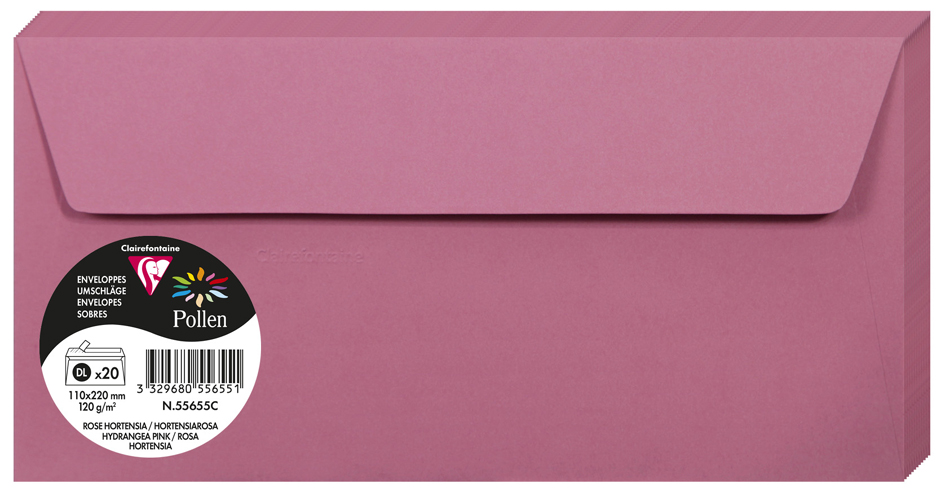 Pollen by Clairefontaine Enveloppes DL, rose hortensia