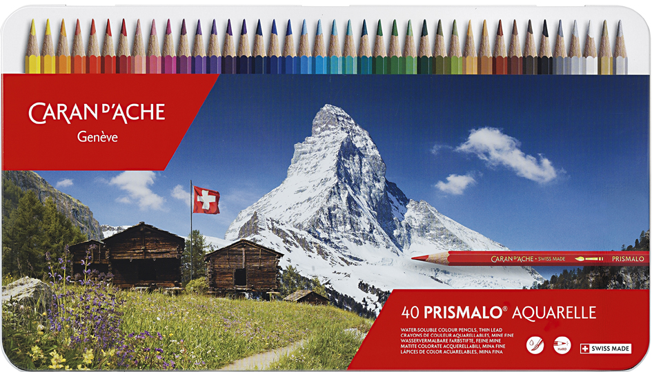 CARAN D'ACHE Crayon de couleur PRISMALO Aquarelle, 40 pièces
