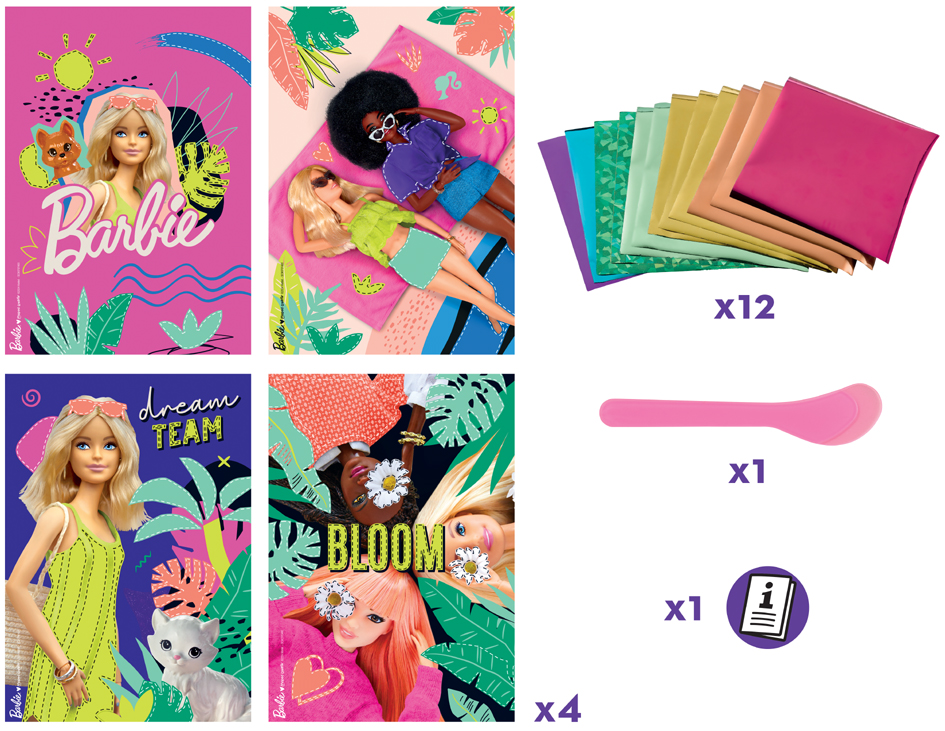Kit créatif FOIL ART Barbie, contenu