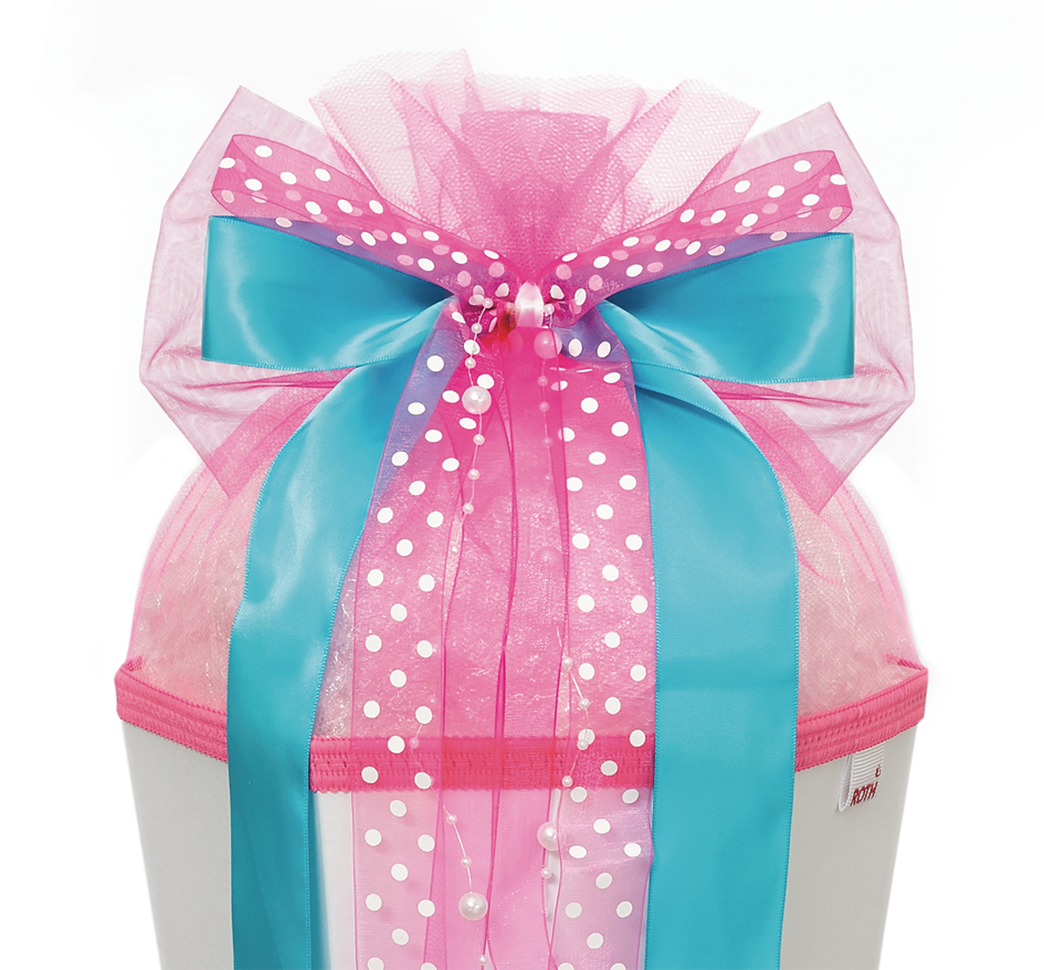 ROTH Ruban pour cornet scolaire 'Pink Dots', bleu clair/rose