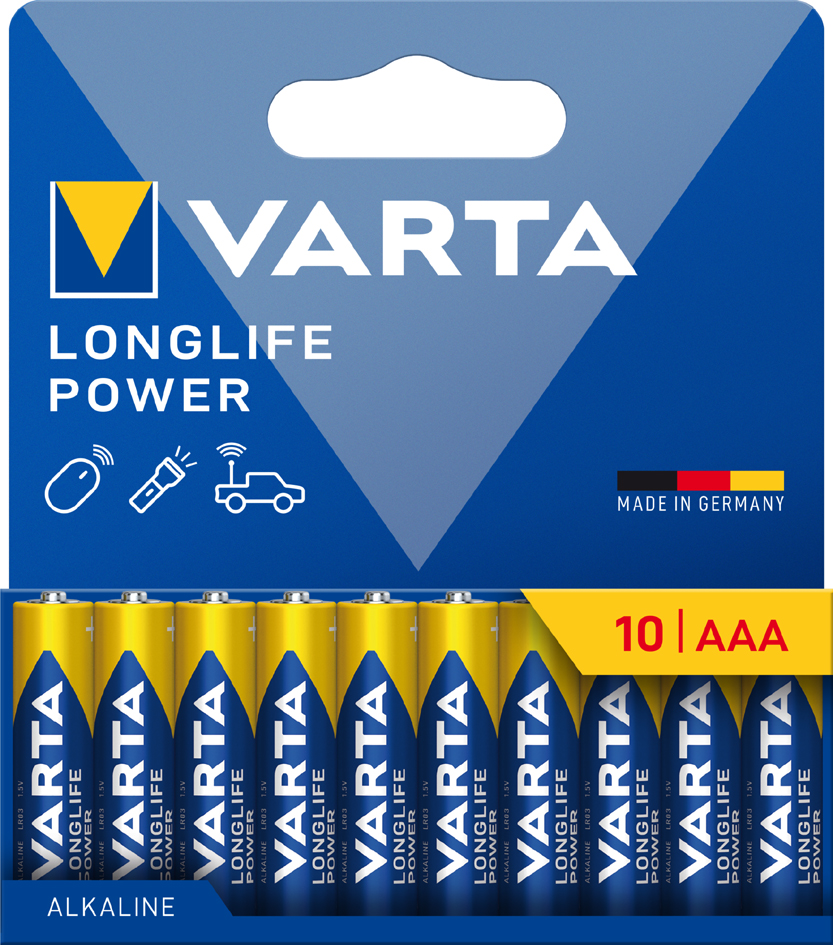 VARTA Pile alcaline 'LONGLIFE POWER', Micro AAA, pack de 10