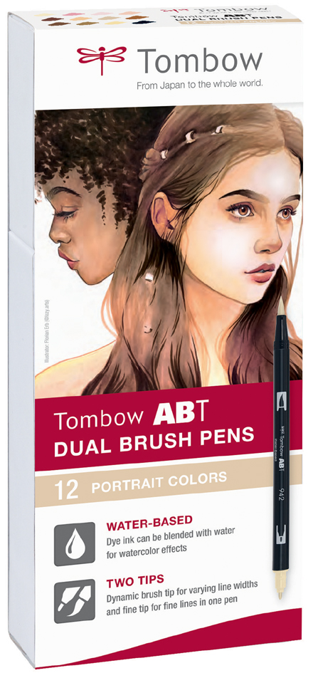 TOMBOW Feutre double pointe 'DUAL BRUSH PEN ABT', set de 12