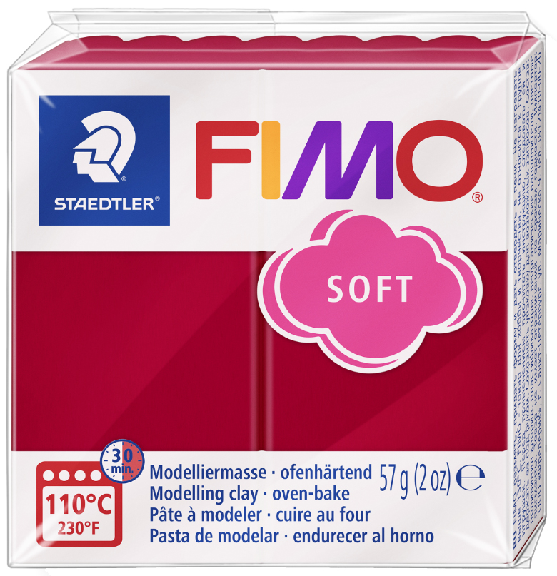FIMO Pâte à modeler SOFT, à cuire, 57 g, rouge cerise