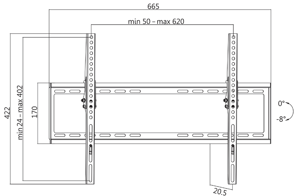 Support mural pour TV - dimensions