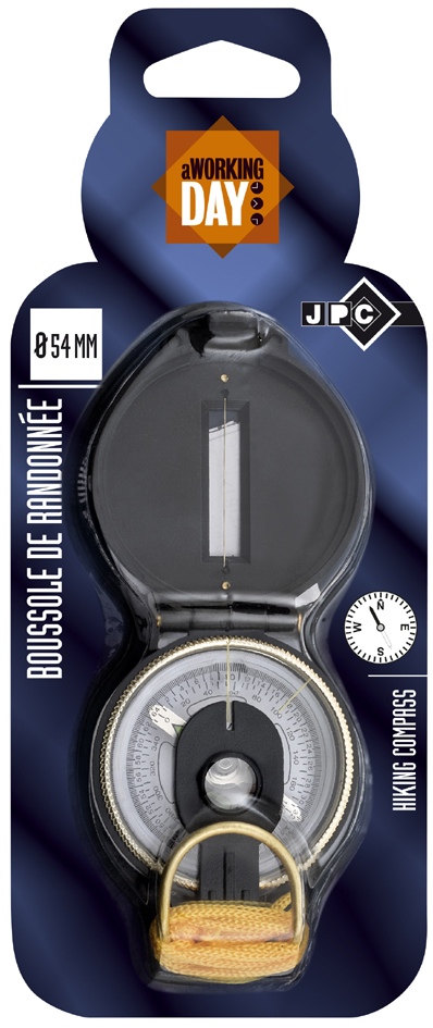 Boussole de randonnée, sur carte blister