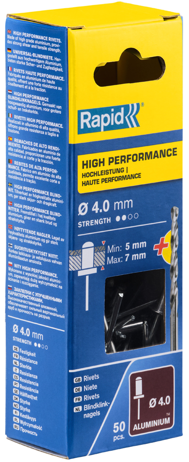 Rapid Rivet aveugle universel, 4,0 x 10 mm, en aluminium