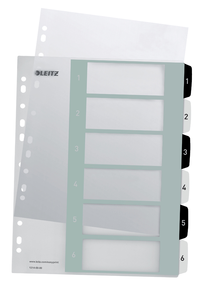 LEITZ Intercalaires en plastique WOW, numéroté, 1-6