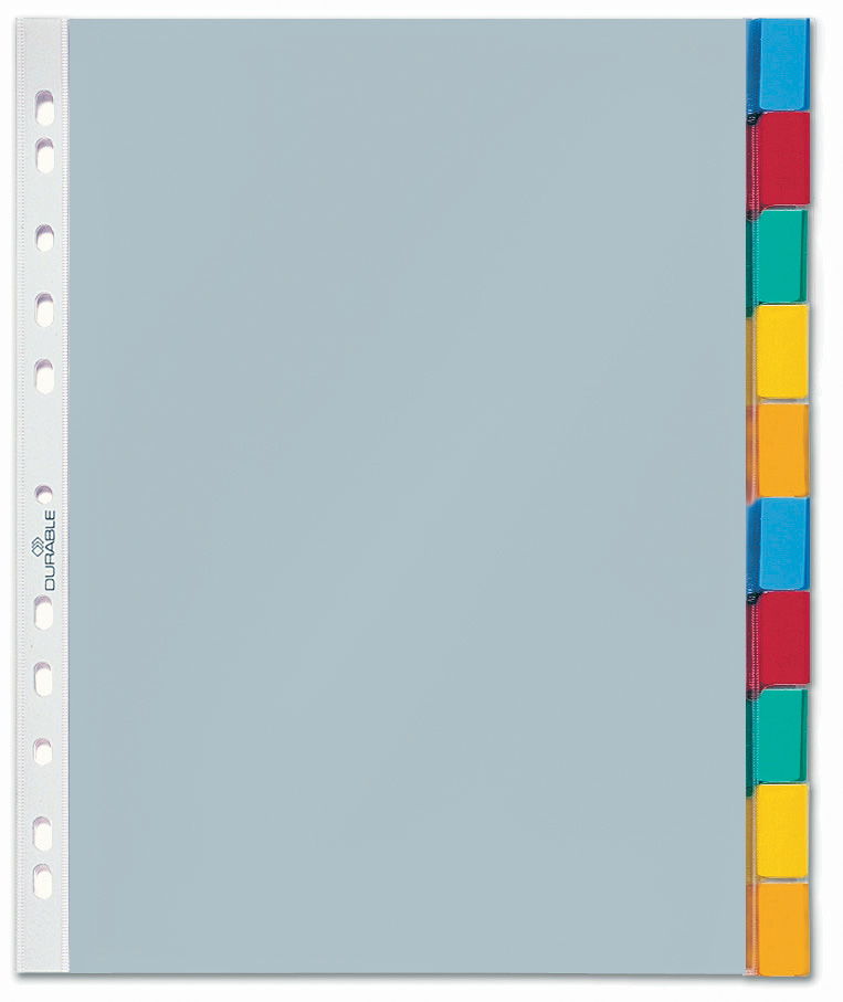 DURABLE Pochettes intercalaires, 10 touches, transparent, A4