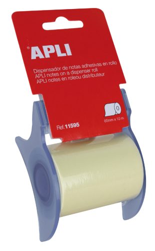 APLI Notes adhésives en rouleau, 10 m x 60 mm, jaune