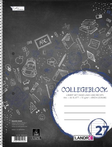LANDRÉ Cahier à spirale 'college', format A4, ligné, 160 p.
