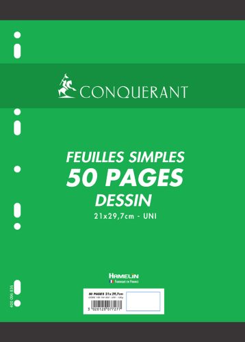 CONQUERANT SEPT Feuillets mobiles de dessin 210 x 297 mm