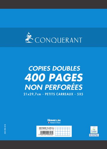 CONQUERANT SEPT Copies doubles, A4, quadrillé, sans marge