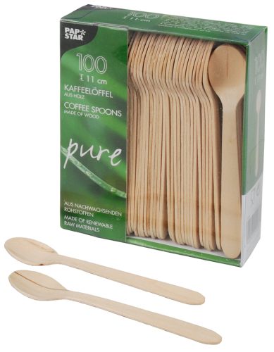 PAPSTAR Cuillère à café en bois 'pure', longueur: 110 mm