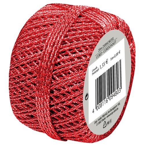 SUSY CARD Ficelle décorative 'Cordonnet', rouge