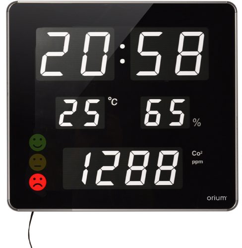 CEP Horloge murale LED, avec mesureur de CO2, noir