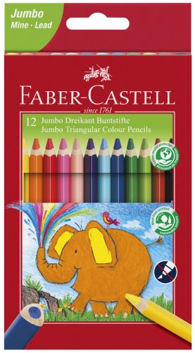 FABER-CASTELL Crayons de couleur triangulaire Jumbo, étui 12