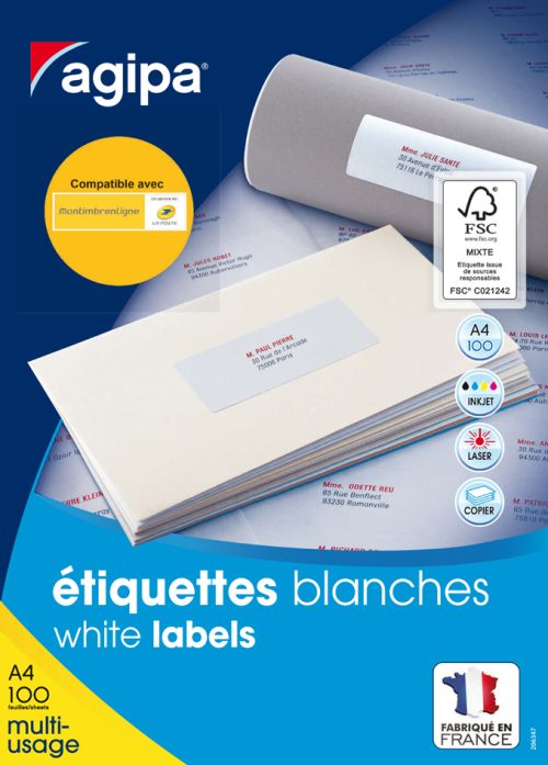 agipa Etiquette universelle, 63,5 x 72 mm, blanc