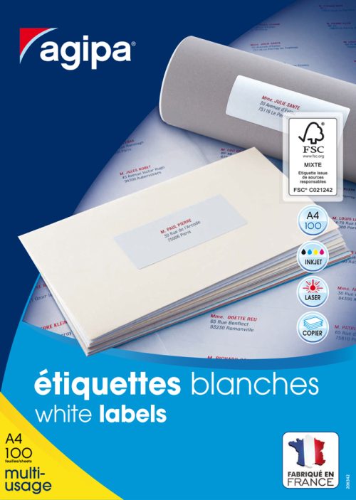 agipa Etiquette universelle, 105 x 70 mm, coins droits