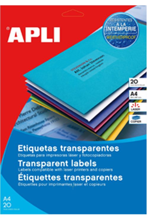 APLI Etiquettes translucides, 99,1 x 67,7 mm