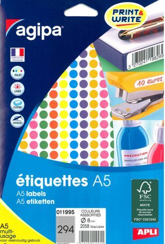 agipa Pastille de couleur, diamètre: 8 mm, rond, assorti