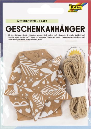 folia Etiquette cadeau 'Noël papier kraft', avec ficelle