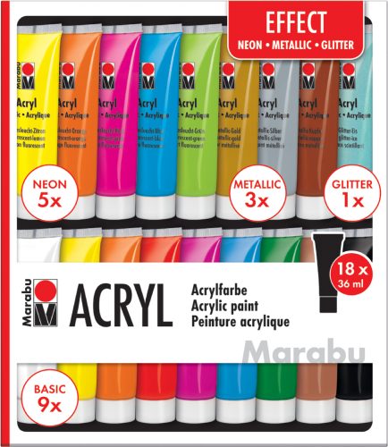 Marabu Set de peinture acrylique 'EFFECT', 18 x 36 ml
