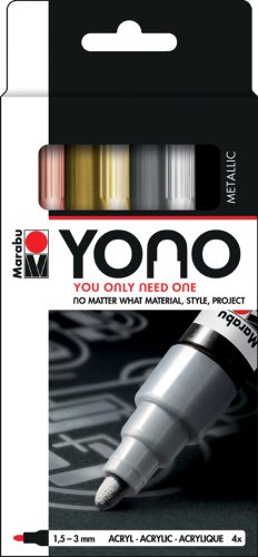 Marabu Feutre acrylique 'YONO', 0,5 - 1,4 mm, set de 4 METAL