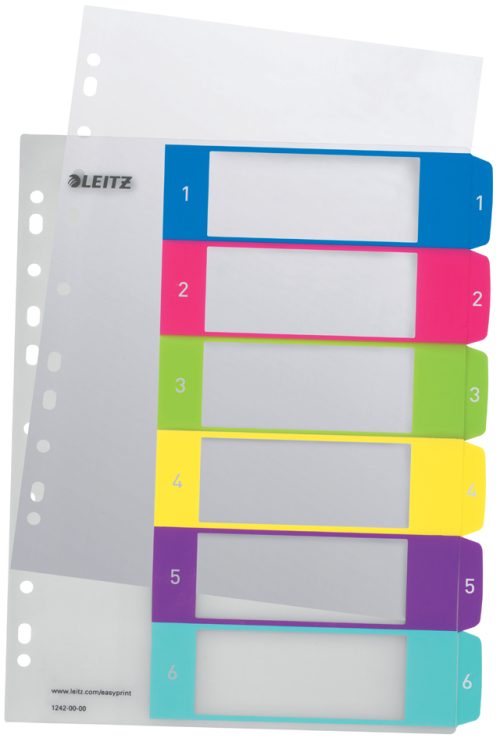 LEITZ Intercalaires en plastique WOW, numéroté, A4, 1-6